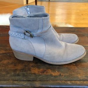 Suede Taupe Booties with Braided Belt Accent